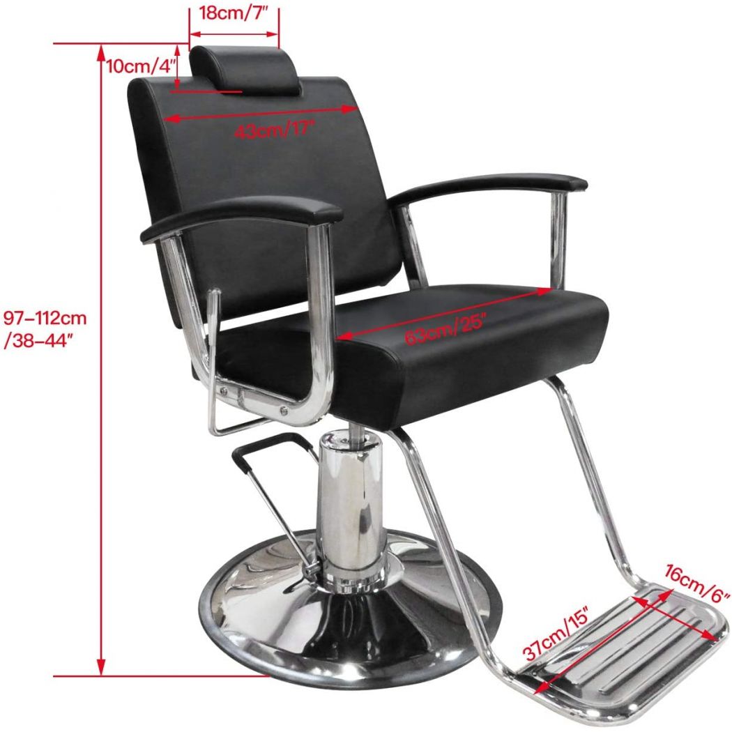 Hydraulic Recline Adjustable Headrest heavy duty Salon Chair